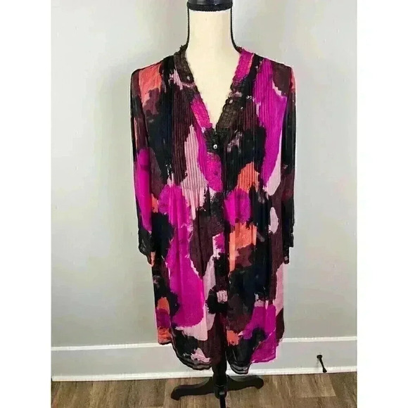 Diane Von Furstenberg Layla 100% Silk Shift Dress Sheer Abstract Colorful 4 - Picture 1 of 15